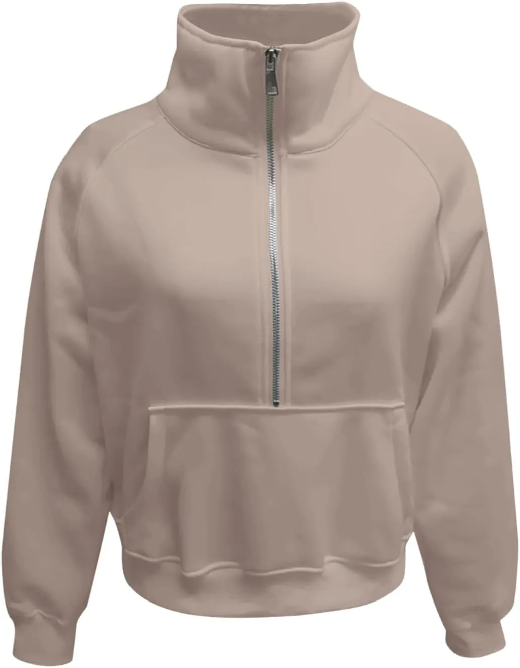 Women's Half Zip Cropped Pullover Sweatshirts Long Sleeve Casual Pocket Sweatshirt with Thumb Hole Fall Winter Tops