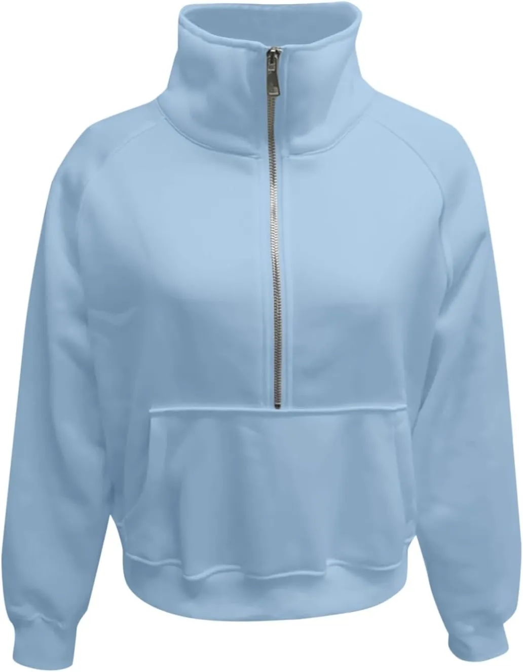 Women's Half Zip Cropped Pullover Sweatshirts Long Sleeve Casual Pocket Sweatshirt with Thumb Hole Fall Winter Tops