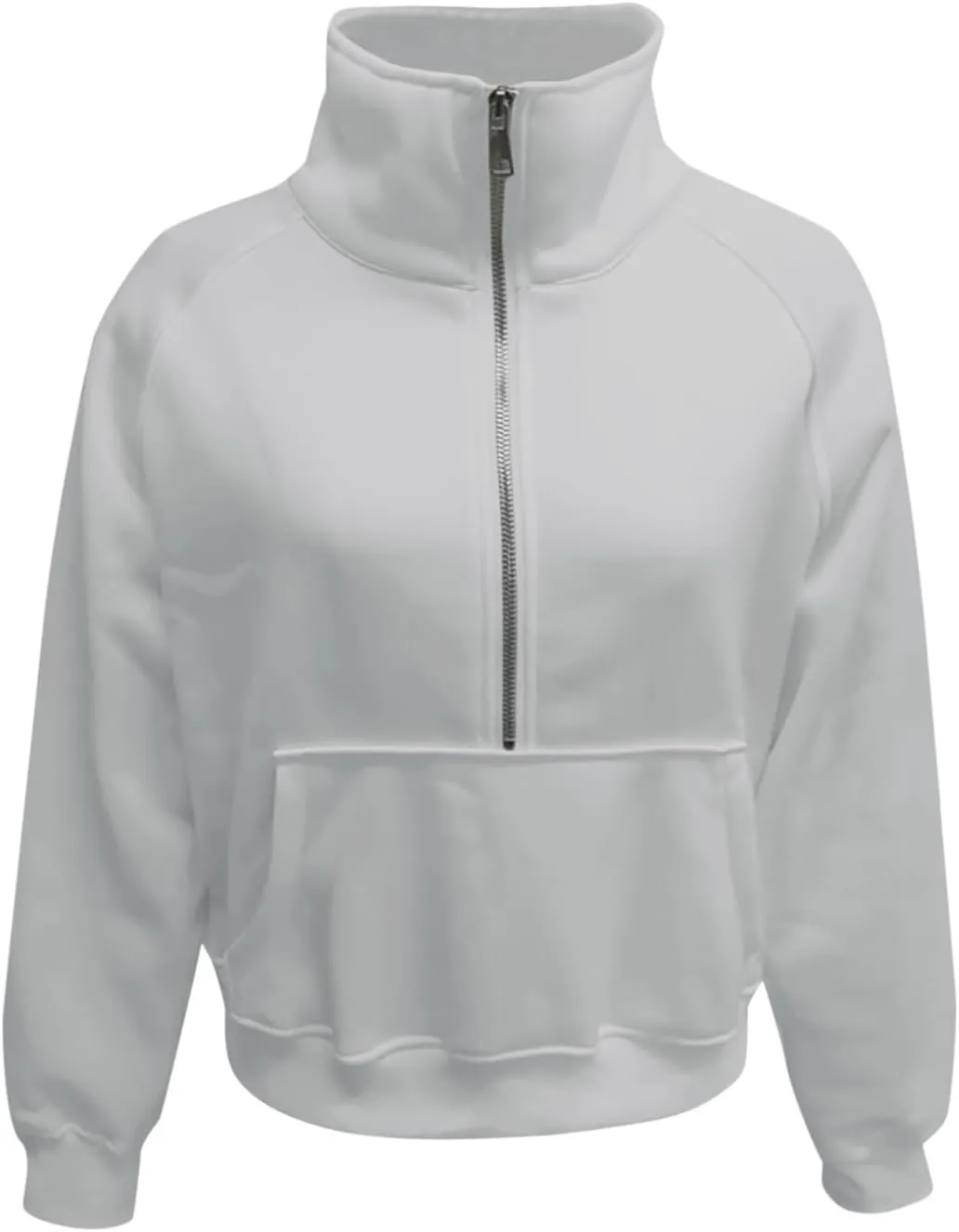 Women's Half Zip Cropped Pullover Sweatshirts Long Sleeve Casual Pocket Sweatshirt with Thumb Hole Fall Winter Tops