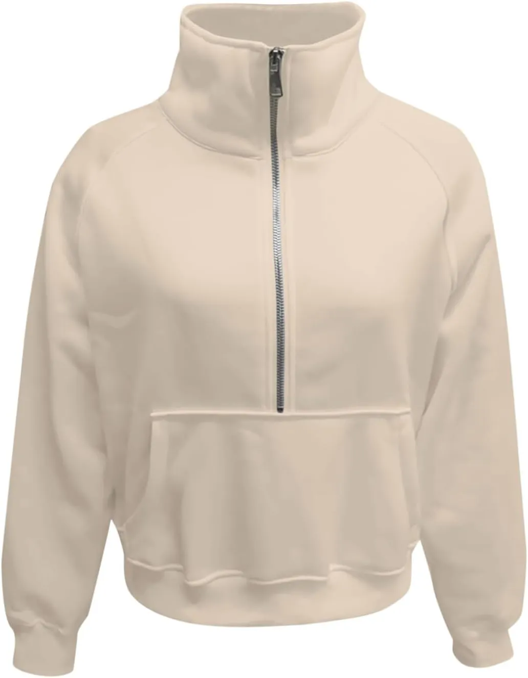 Women's Half Zip Cropped Pullover Sweatshirts Long Sleeve Casual Pocket Sweatshirt with Thumb Hole Fall Winter Tops