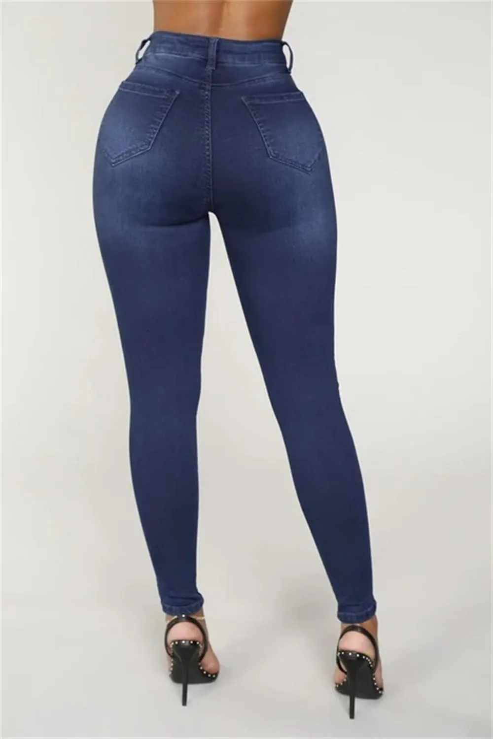 Women's Hip Lifting Stretch Jeans High Waist Skinny Jeans Classic Slim Pencil Pants