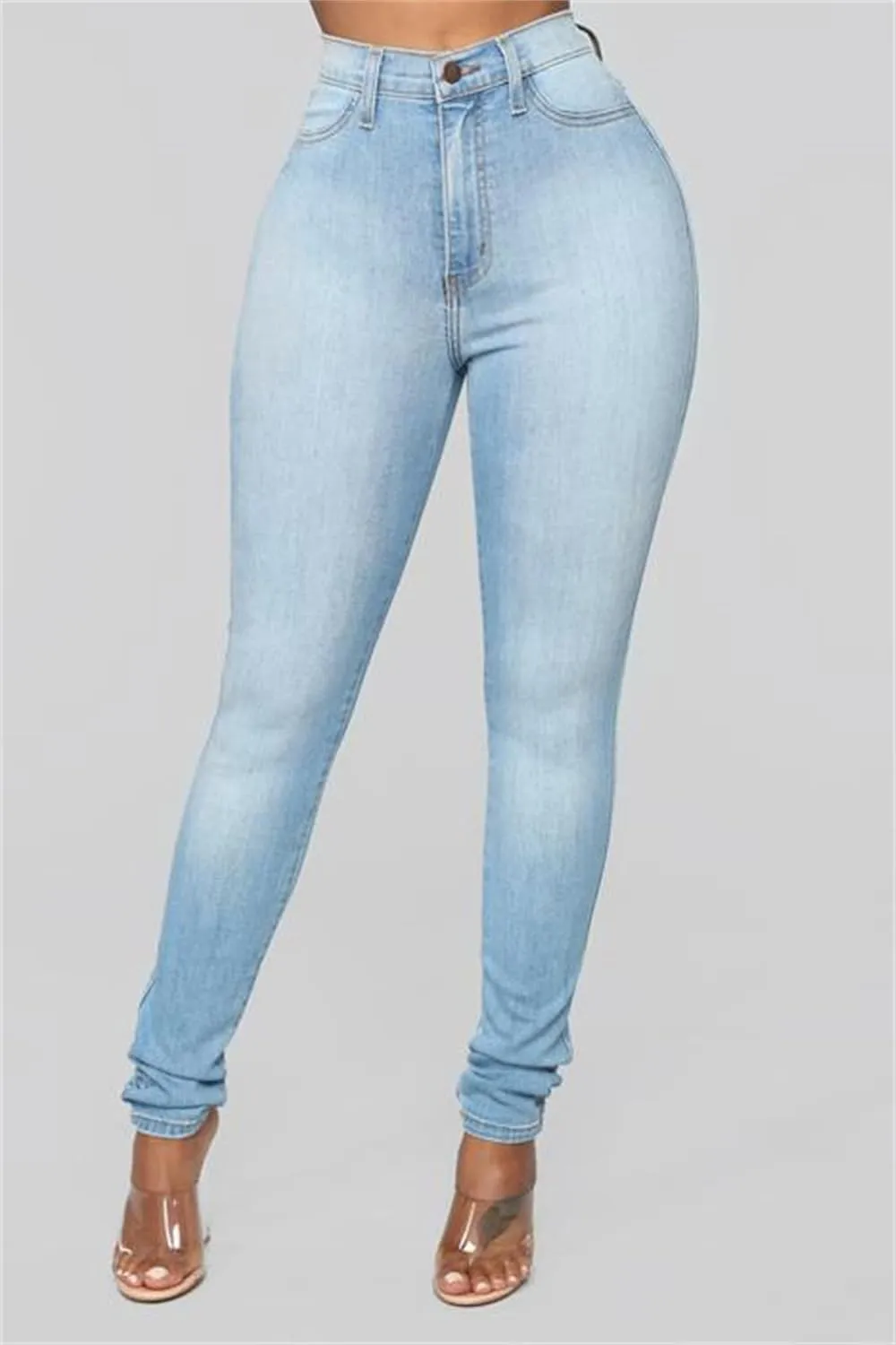 Women's Hip Lifting Stretch Jeans High Waist Skinny Jeans Classic Slim Pencil Pants