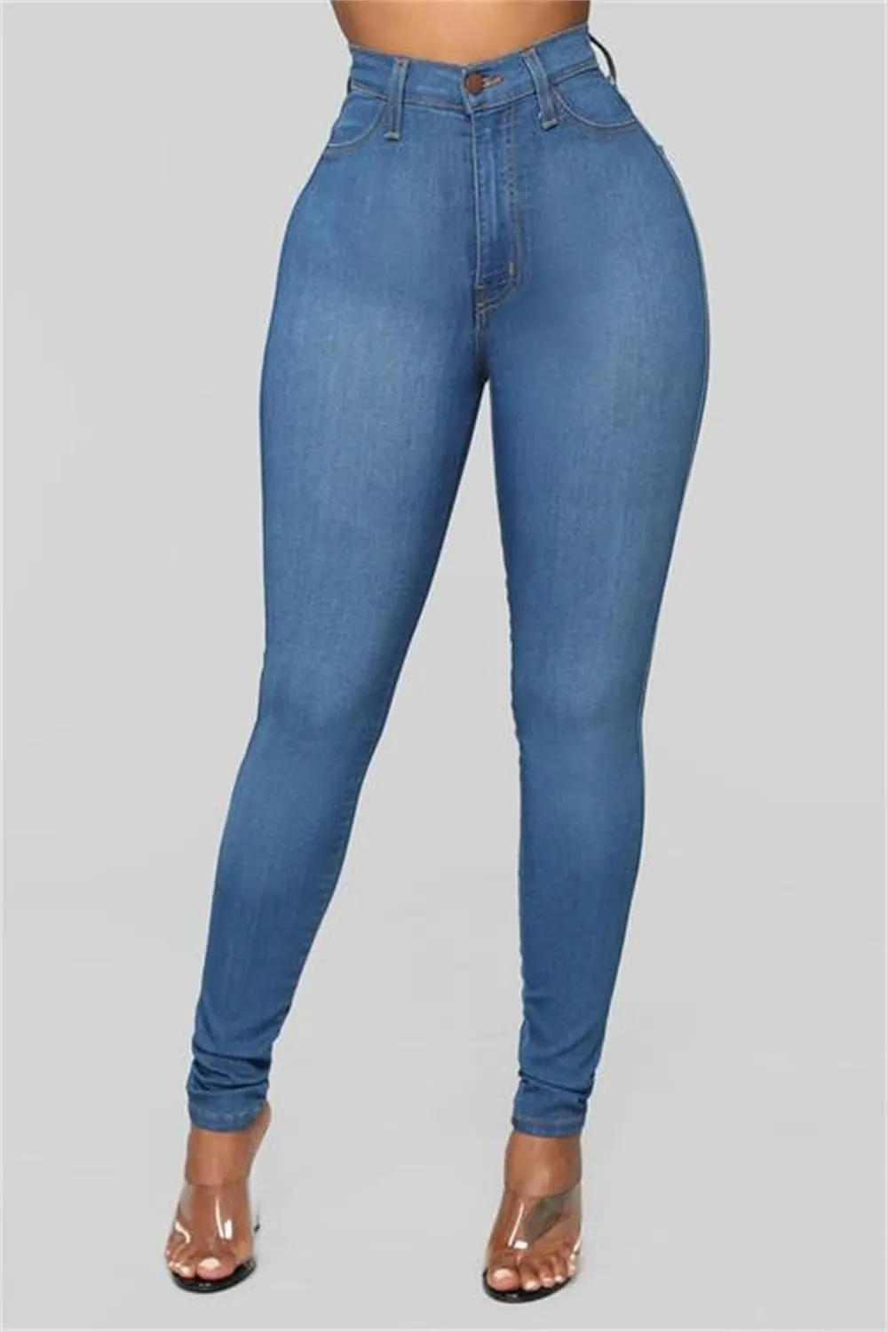 Women's Hip Lifting Stretch Jeans High Waist Skinny Jeans Classic Slim Pencil Pants