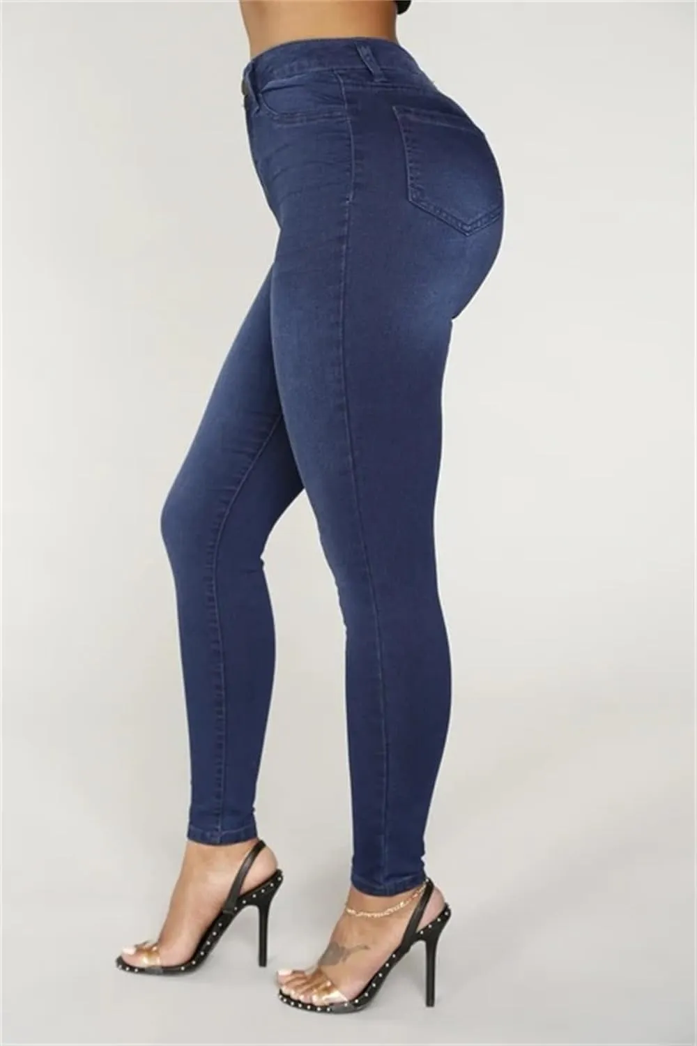 Women's Hip Lifting Stretch Jeans High Waist Skinny Jeans Classic Slim Pencil Pants
