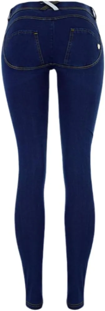 Women's Low Waisted Tummy Control Jegging Jeans Stretchy Pull On Skinny Fit Denim Pants with Pockets