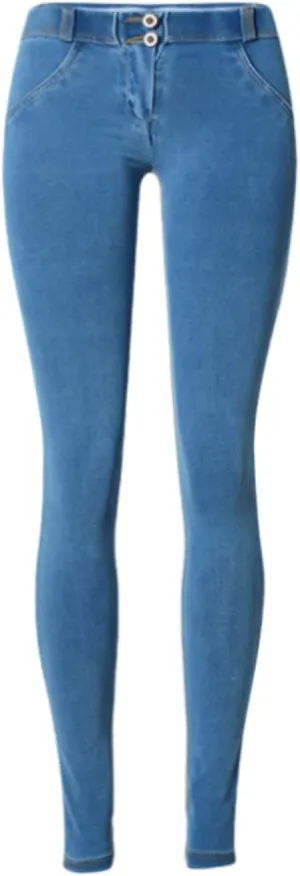 Women's Low Waisted Tummy Control Jegging Jeans Stretchy Pull On Skinny Fit Denim Pants with Pockets