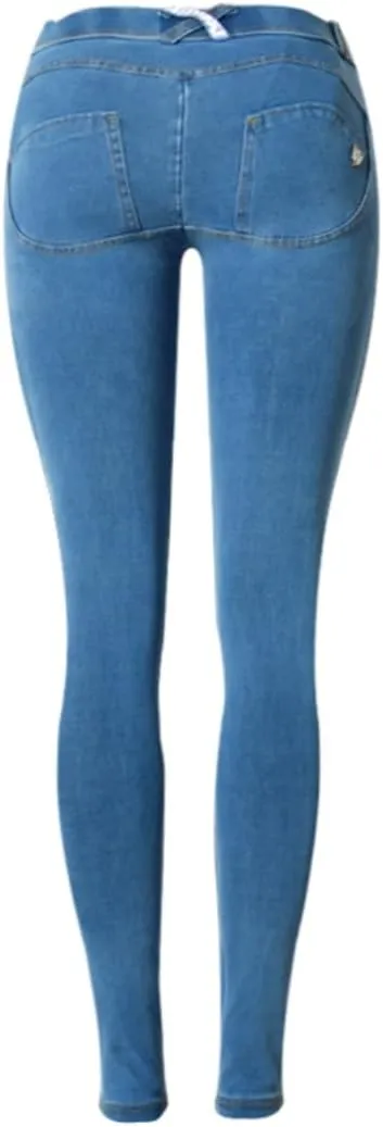 Women's Low Waisted Tummy Control Jegging Jeans Stretchy Pull On Skinny Fit Denim Pants with Pockets