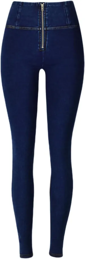 Women's Low Waisted Tummy Control Jegging Jeans Stretchy Pull On Skinny Fit Denim Pants with Pockets