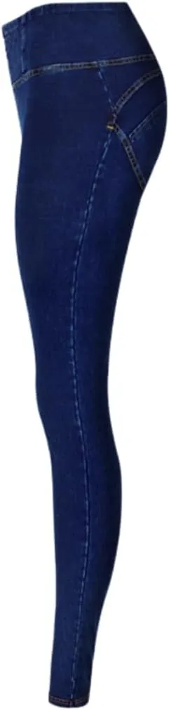 Women's Low Waisted Tummy Control Jegging Jeans Stretchy Pull On Skinny Fit Denim Pants with Pockets