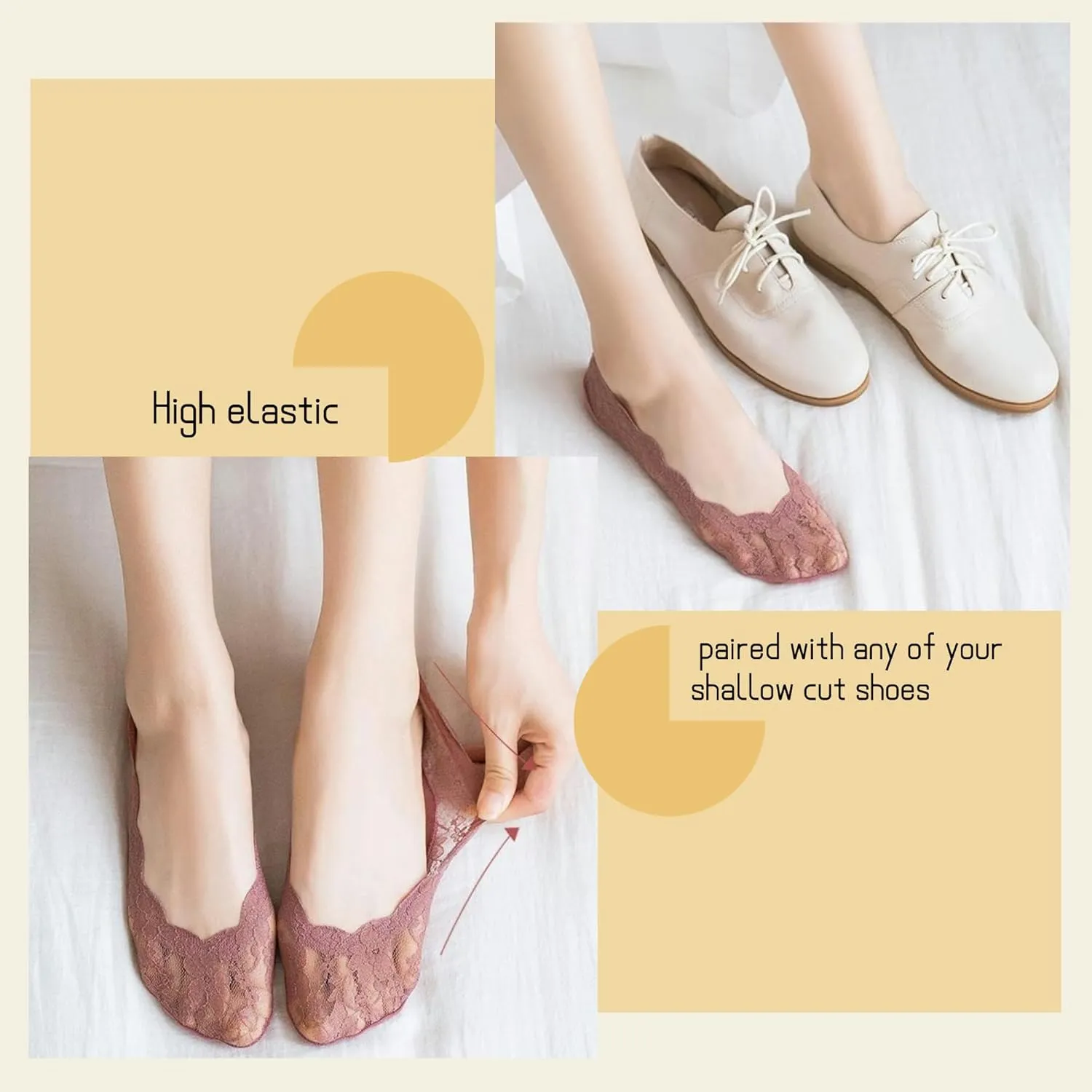 Women's No Show Socks - Comfortable Low Cut, Lace Breathable Invisible And Sexy Cute Socks