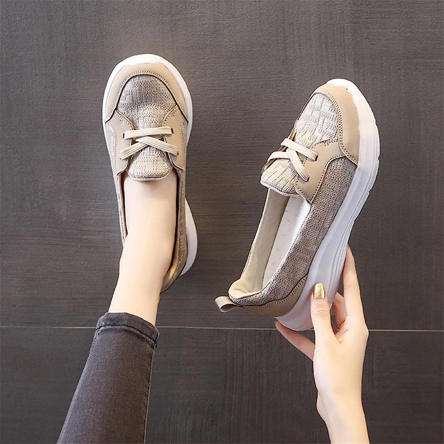 Women's Orthopedic Slip-On Sneakers with Arch Support，Slip-On Loafers with Arch Support, Breathable Design, and Non-Slip Sole Walking