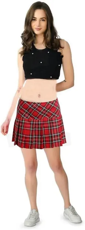 Women's Punk Mini Red Pleated Skirt US Sizes Schoolgirl Skirt Grunge Skirts Emo Alt Skirt Mall Goth Skirt