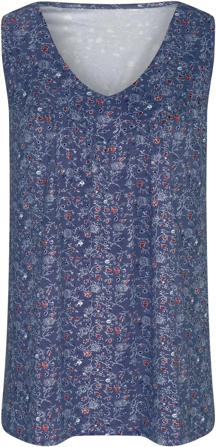 Womens Tank Tops V Neck Floral Printed Shirts Casual Loose Fit Sleeveless Shirts Cute Summer Beach Boho Tank Tees