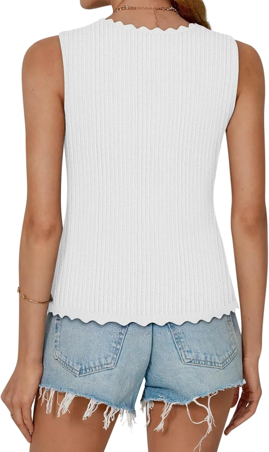 Womens Tie Front Tops Trendy 2025 Summer V Neck Sleeveless Sweater Vests Fashion Cute Crochet Knit Tops