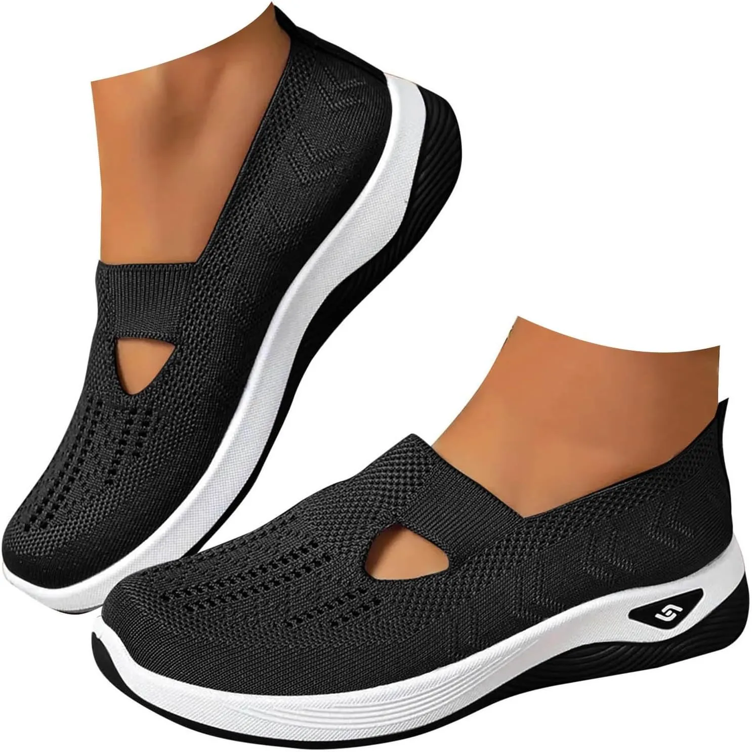 Womens Walking Shoes Slip On Sneakers Casual Comfortable Mesh Tennis Shoes Arch Support Non-Slip Orthopedic Sneakers