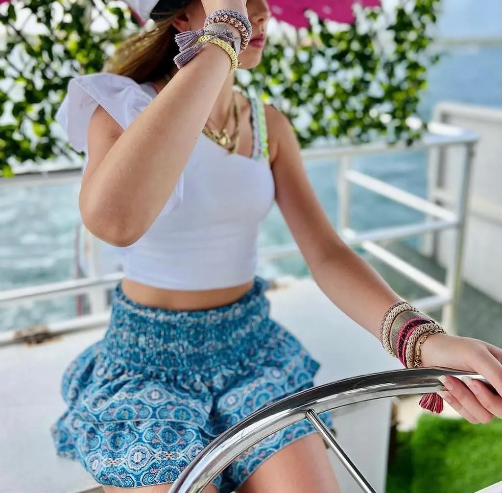 Women's Y2k Ruffle Fairy Skirt Floral Striped Gingham Flowy Mini Skirt Stretchy Waist Layered Pleated Short Skirts