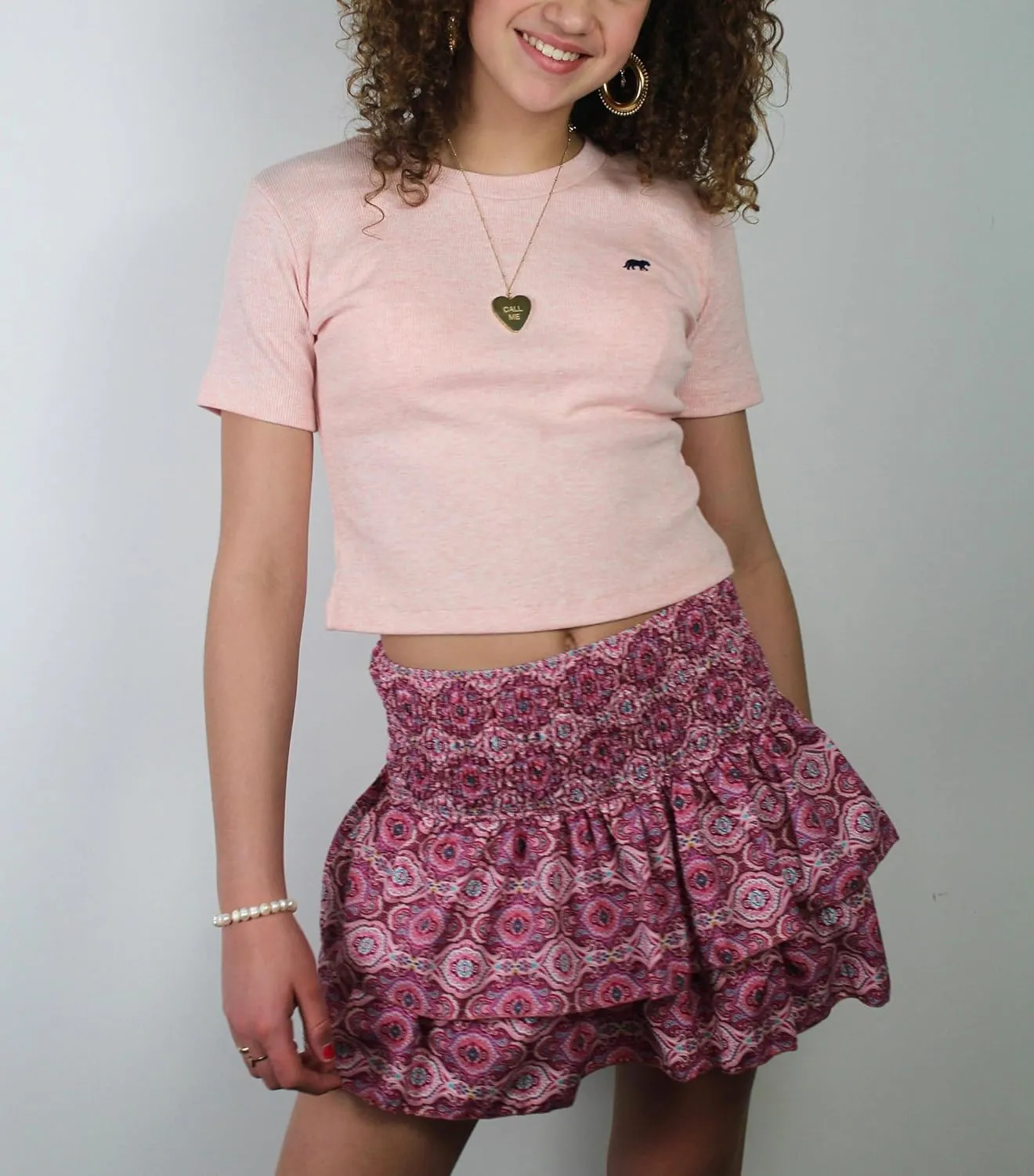 Women's Y2k Ruffle Fairy Skirt Floral Striped Gingham Flowy Mini Skirt Stretchy Waist Layered Pleated Short Skirts