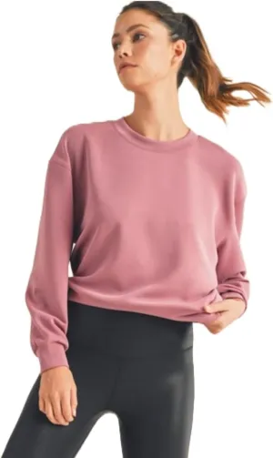 YELETE Womens Cropped Sweatshirt, Casual Crew Neck Top with Loose Fit and Long Sleeves, Available in Plus