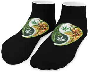 Yin and Yang Weed Printed Ankle Socks No Show Sock Low-Cut Athletic Socks for Men Women 1 Pair