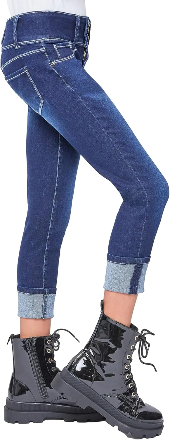YMI Girls Basic 3 Button Wide Cuff Skinny Jean