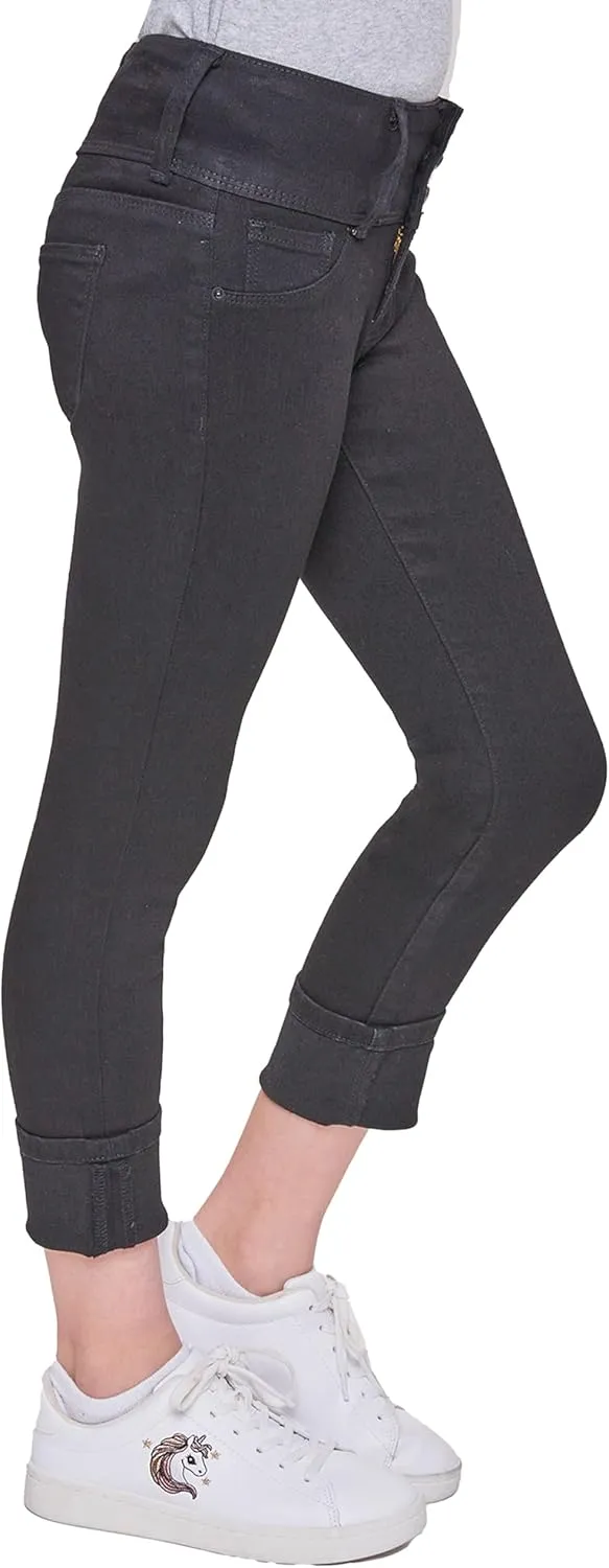 YMI Girls Basic 3 Button Wide Cuff Skinny Jean