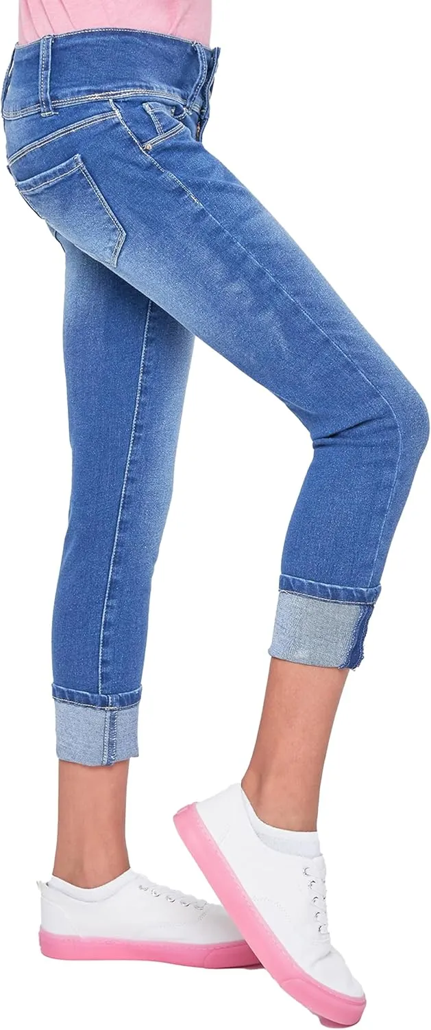 YMI Girls Basic 3 Button Wide Cuff Skinny Jean
