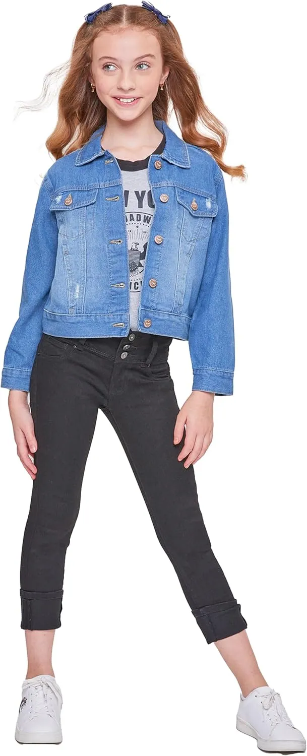 YMI Girls Basic 3 Button Wide Cuff Skinny Jean