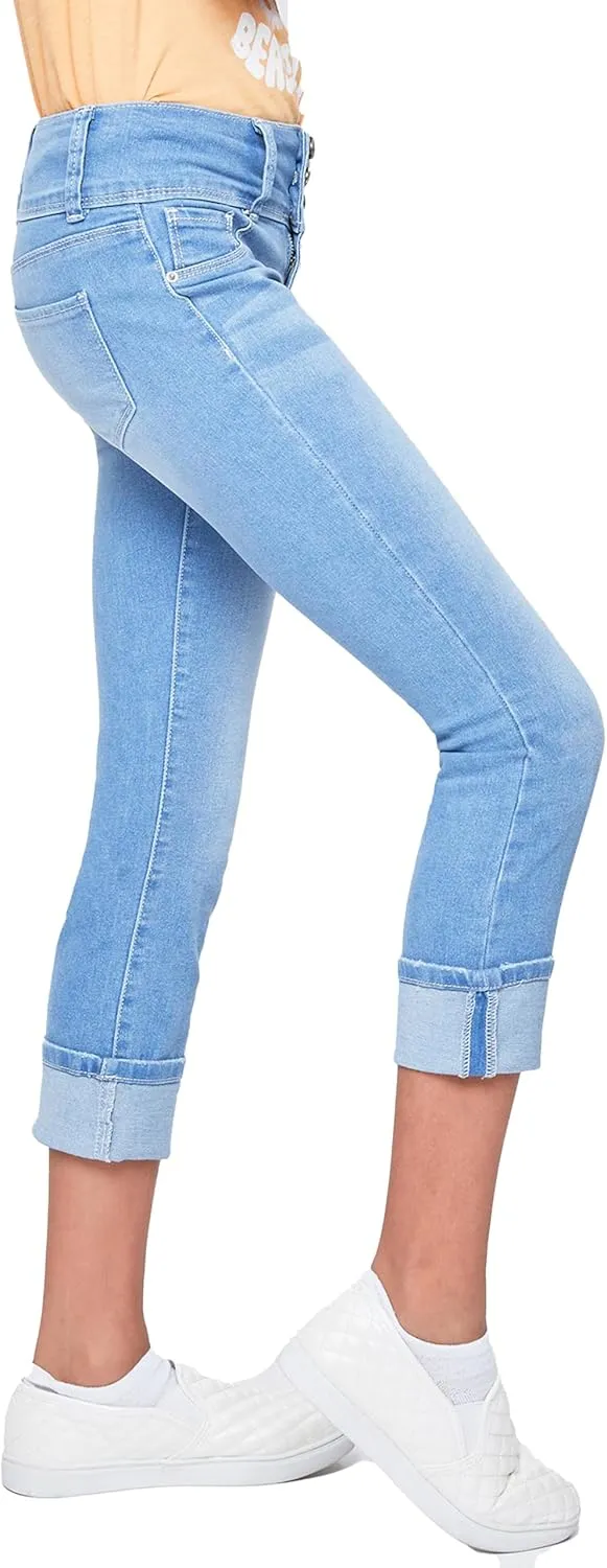 YMI Girls Basic 3 Button Wide Cuff Skinny Jean