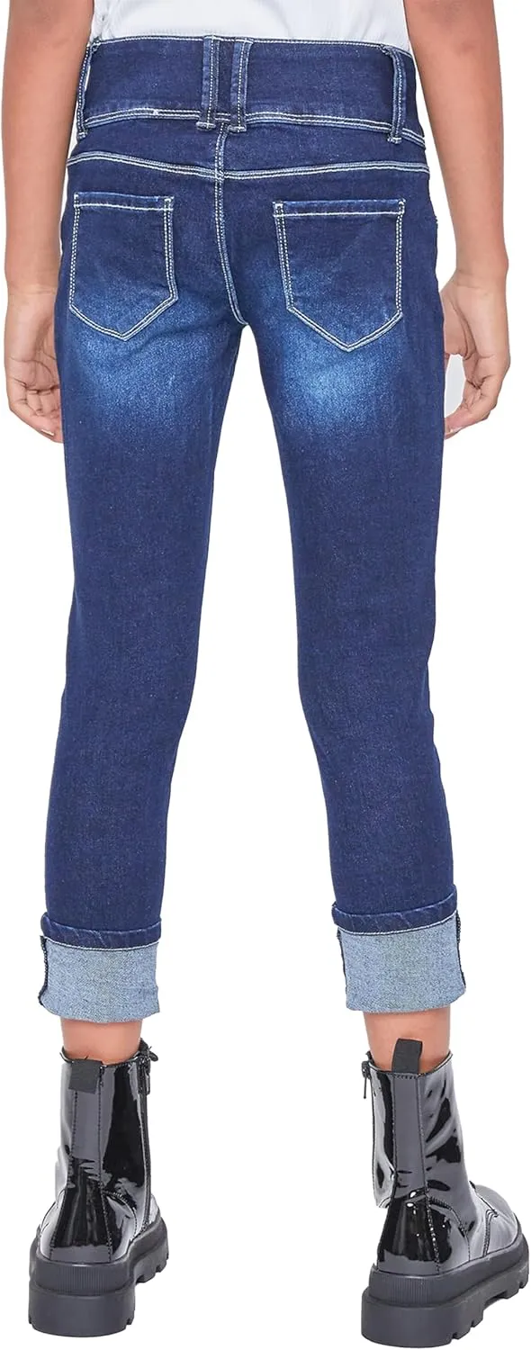 YMI Girls Basic 3 Button Wide Cuff Skinny Jean