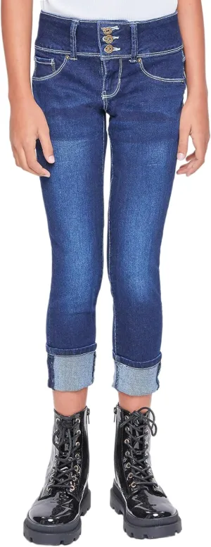 YMI Girls Basic 3 Button Wide Cuff Skinny Jean