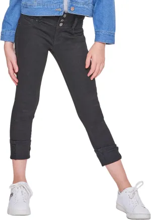 YMI Girls Basic 3 Button Wide Cuff Skinny Jean