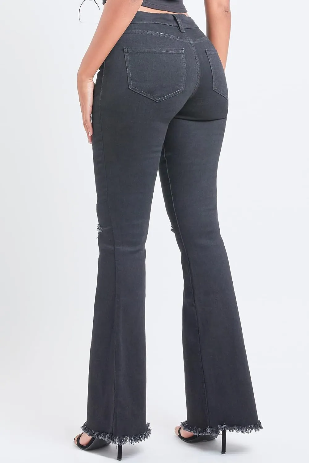 YMI Womens 1-Button Low-Rise Fray Hem Flare