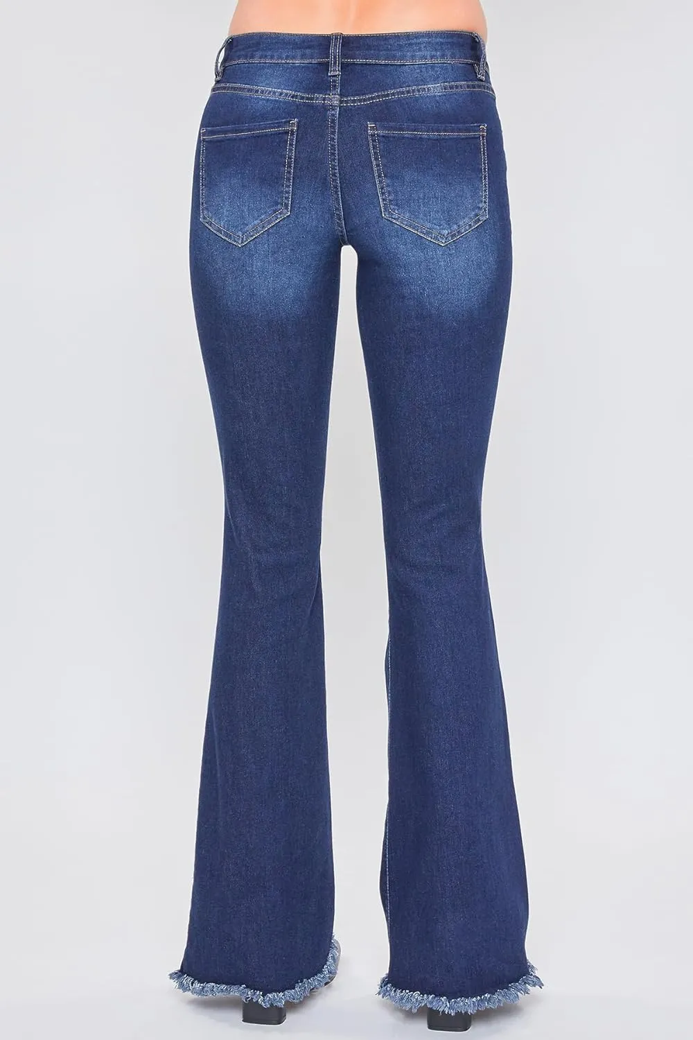 YMI Womens 1-Button Low-Rise Fray Hem Flare
