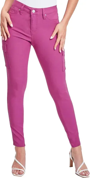 YMI Women's Junior Hyperstretch Button Skinny Cargo Jean