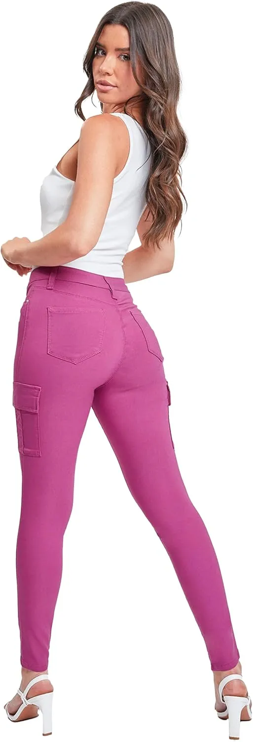 YMI Women's Junior Hyperstretch Button Skinny Cargo Jean