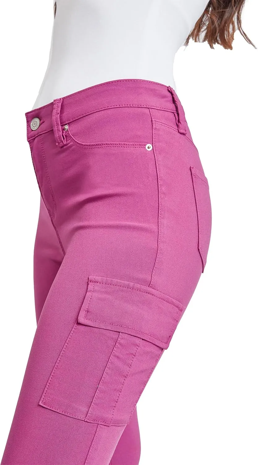 YMI Women's Junior Hyperstretch Button Skinny Cargo Jean
