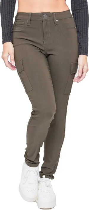 YMI Women's Junior Hyperstretch Button Skinny Cargo Jean