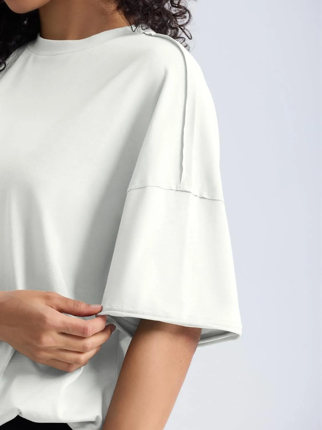 ZANZEA Oversized T Shirts for Women Short Rolled Sleeve Round Neck Summer Tops Drop Shoulder Casual Loose Basic Tees