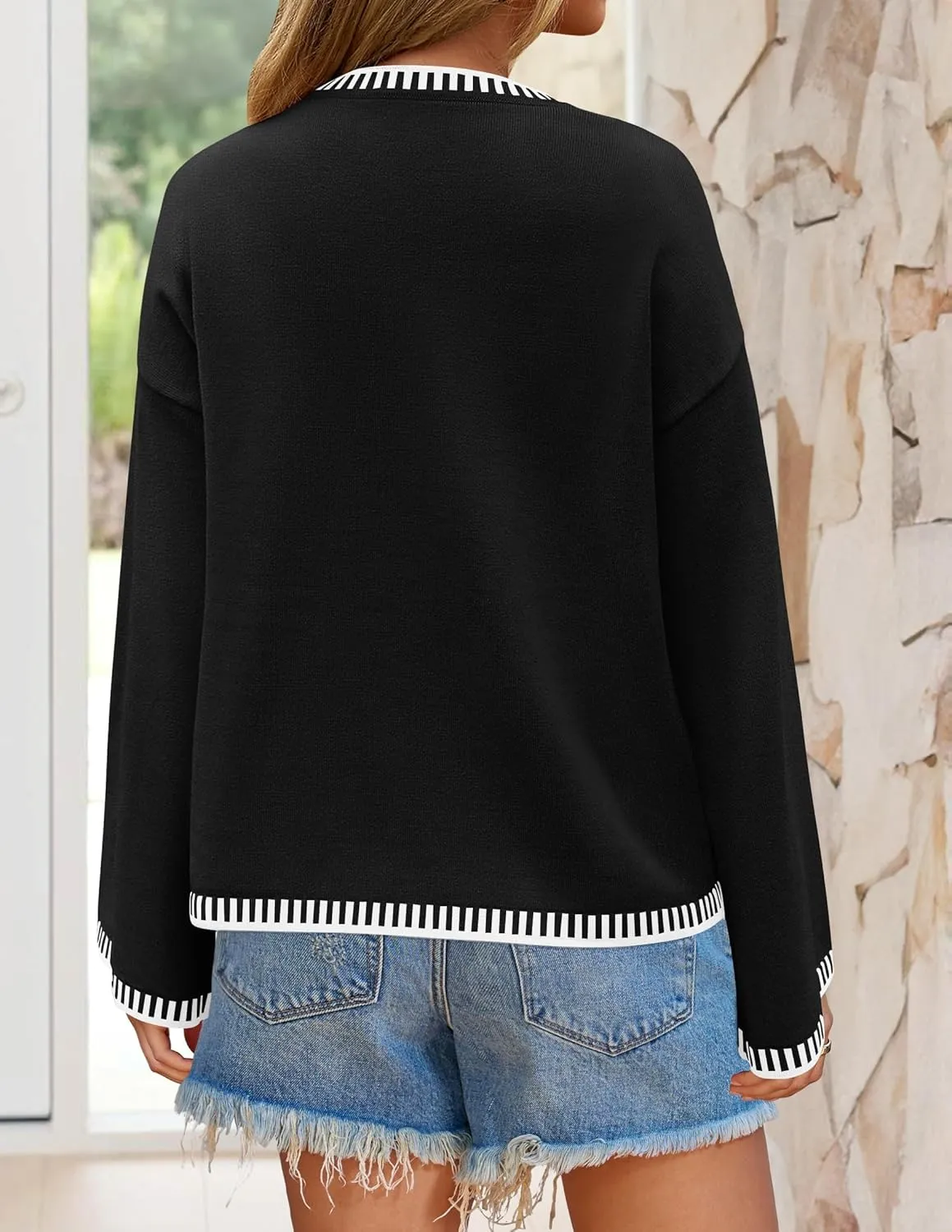 ZESICA Women's Oversized Long Sleeve Sweaters Fall Crewneck Color Block Loose Ribbed Knit Pullover Tops