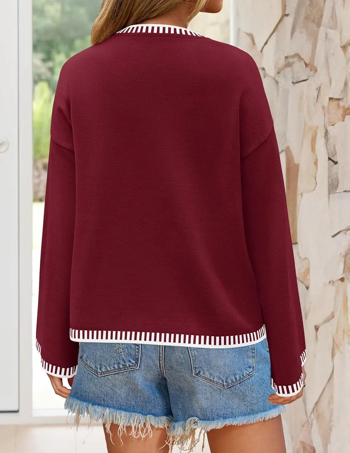 ZESICA Women's Oversized Long Sleeve Sweaters Fall Crewneck Color Block Loose Ribbed Knit Pullover Tops
