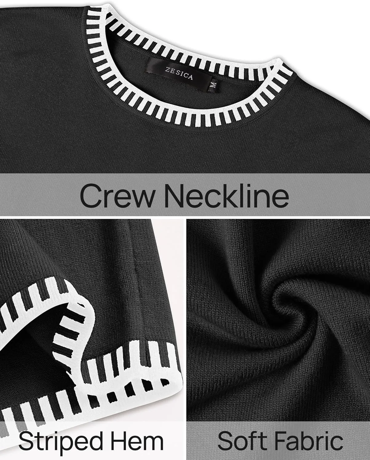 ZESICA Women's Oversized Long Sleeve Sweaters Fall Crewneck Color Block Loose Ribbed Knit Pullover Tops