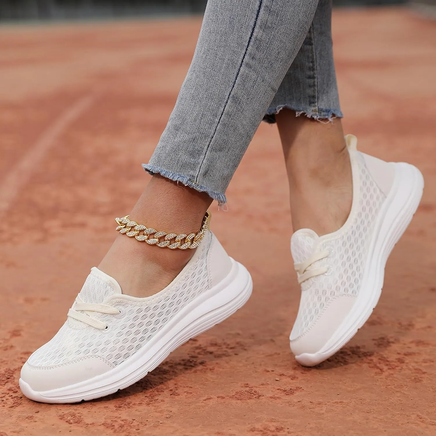 ZSpzx Women's Walking Shoes with Arch Support Air Cushion Mesh Lace Up Breathable Quick Dry Casual Shoes Athletic Running Jogging Comfortable Closed Toe Lightweight Sneakers for Gym Travel Daily Wear