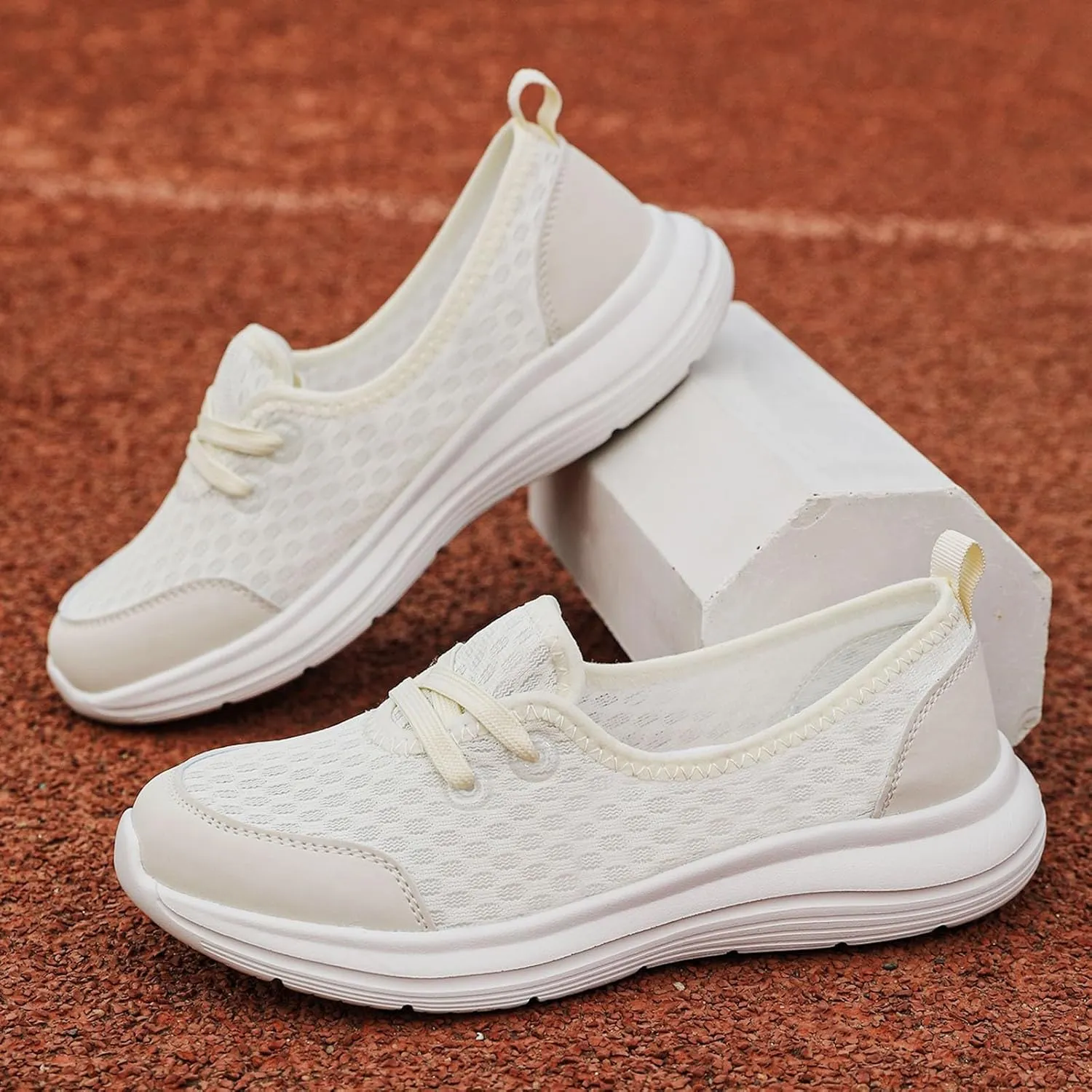 ZSpzx Women's Walking Shoes with Arch Support Air Cushion Mesh Lace Up Breathable Quick Dry Casual Shoes Athletic Running Jogging Comfortable Closed Toe Lightweight Sneakers for Gym Travel Daily Wear